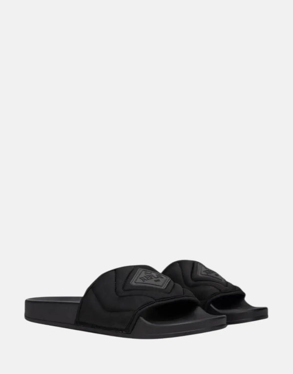 Replay Up Rhombus Black Slides - Sleek, Cushioned Comfort Footwear for Men