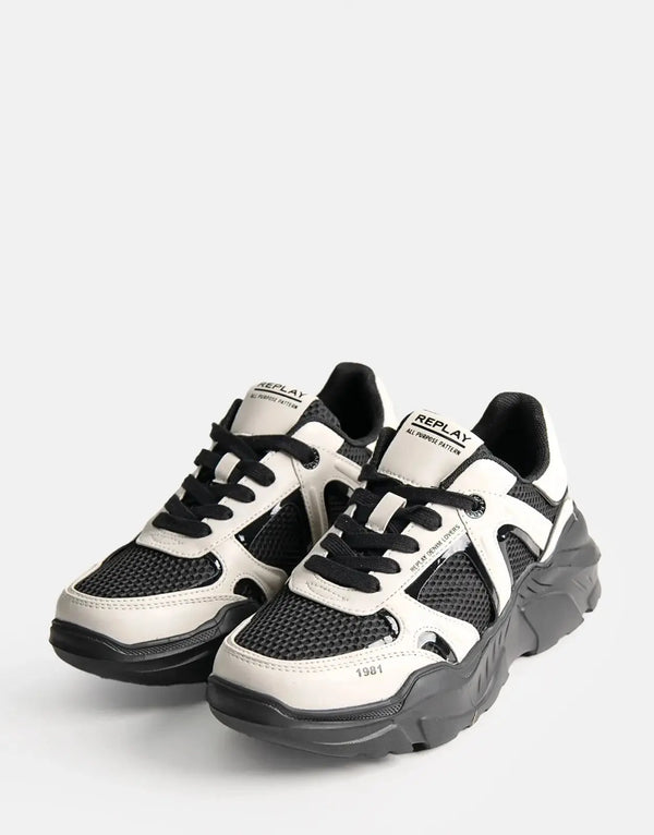 Replay Vanessa Women's Black White Chunky Sole Comfort Street Style Sneaker