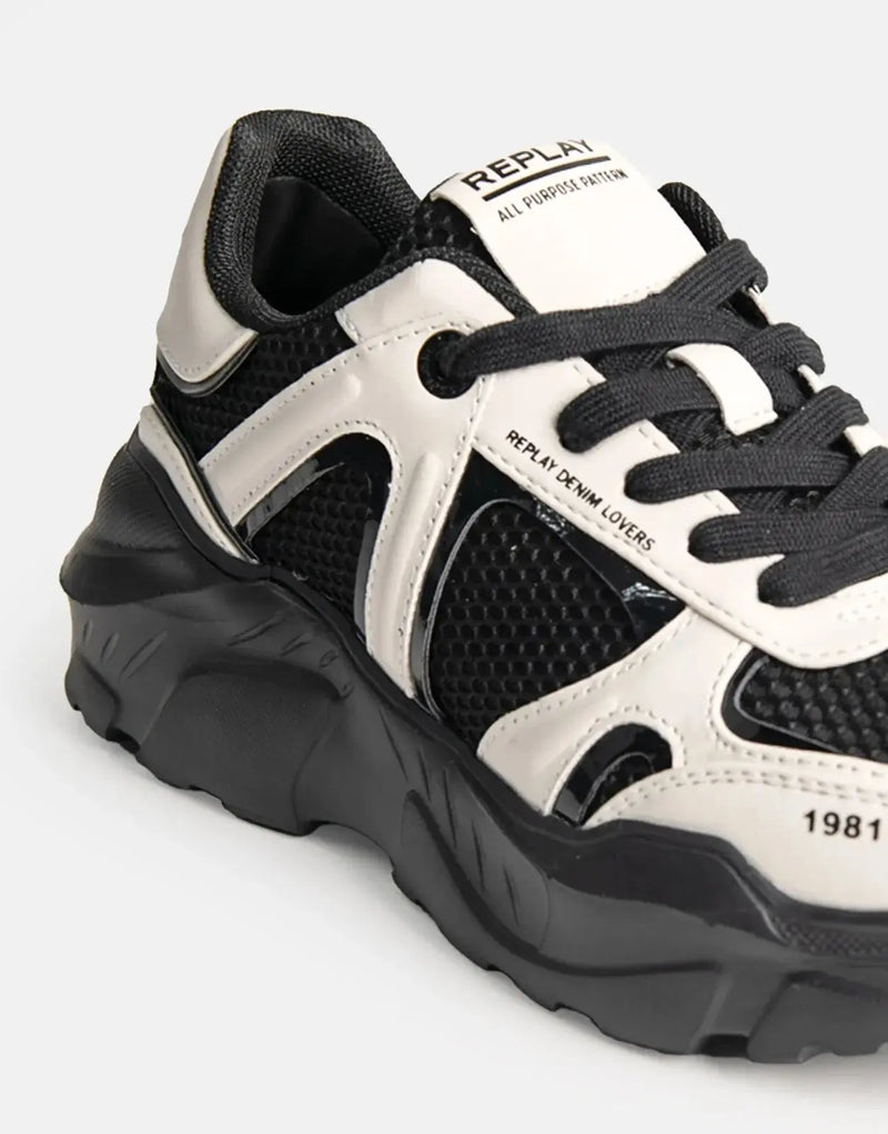 Replay Vanessa Women's Black White Chunky Sole Comfort Street Style Sneaker