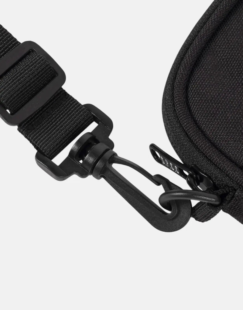 SPCC Allora Black Technical Fabric Hip Bag with Monogram Print and Adjustable Strap for Urban Style