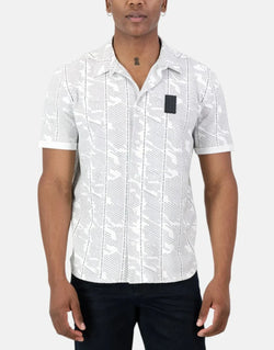 SPCC Argent White Knit Shirt - Premium Men's Slim Fit Cotton Blend