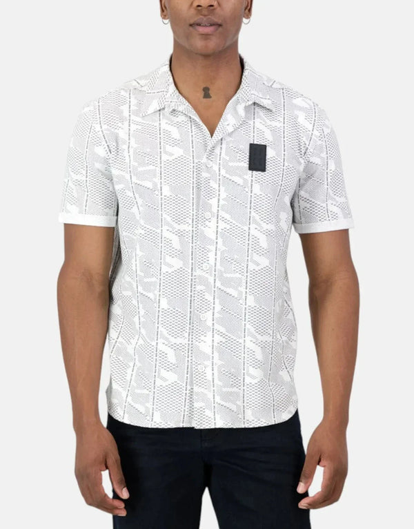 SPCC Argent White Knit Shirt - Premium Men's Slim Fit Cotton Blend