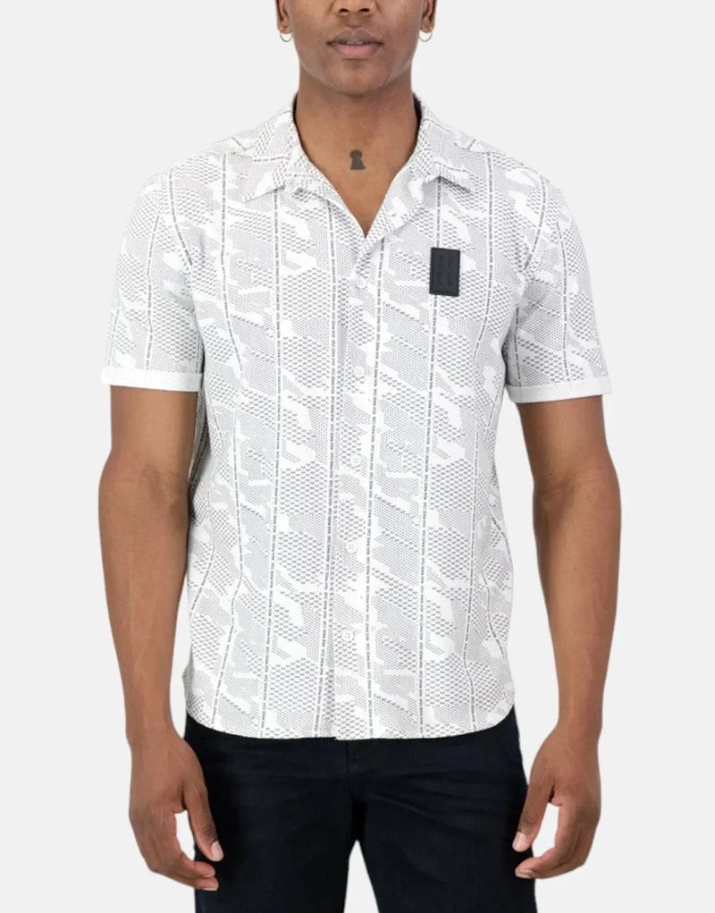 SPCC Argent White Knit Shirt - Premium Men's Slim Fit Cotton Blend