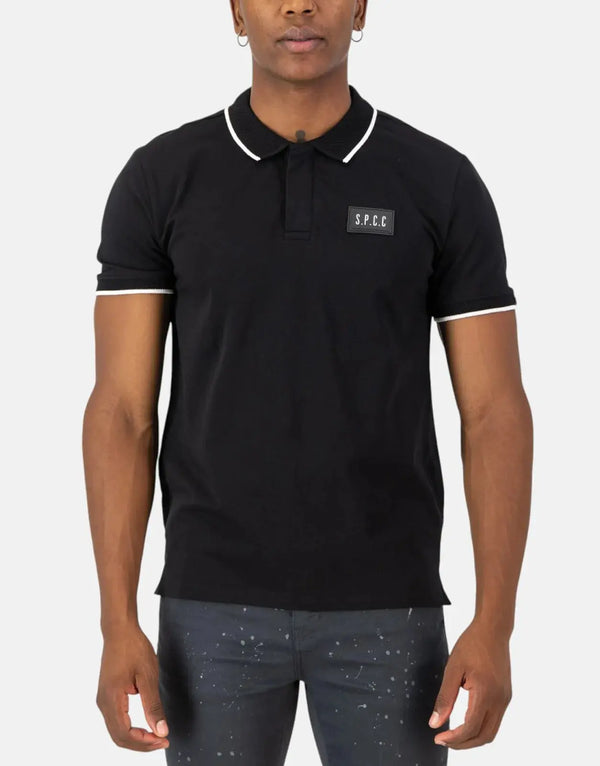 SPCC Men's Barclay Black Golfer Polo Shirt - Slim Fit Pique Cotton