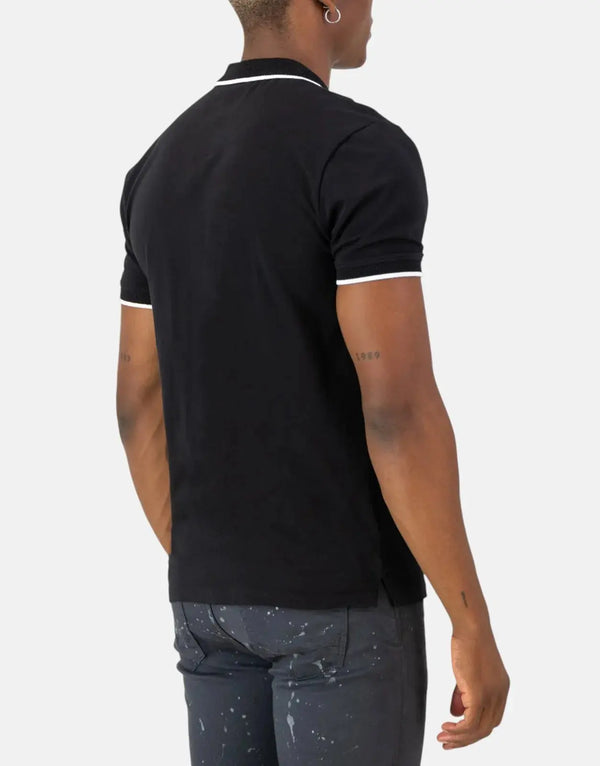 SPCC Men's Barclay Black Golfer Polo Shirt - Slim Fit Pique Cotton