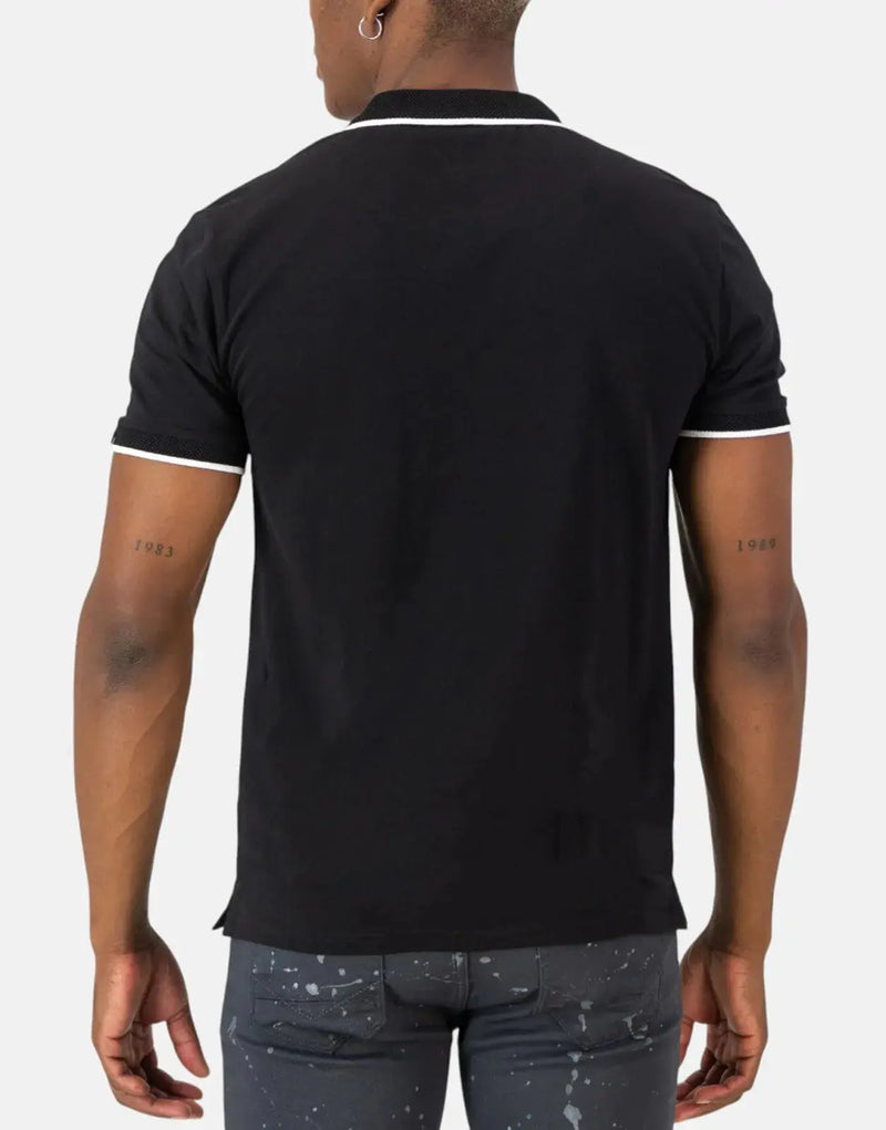 SPCC Men's Barclay Black Golfer Polo Shirt - Slim Fit Pique Cotton