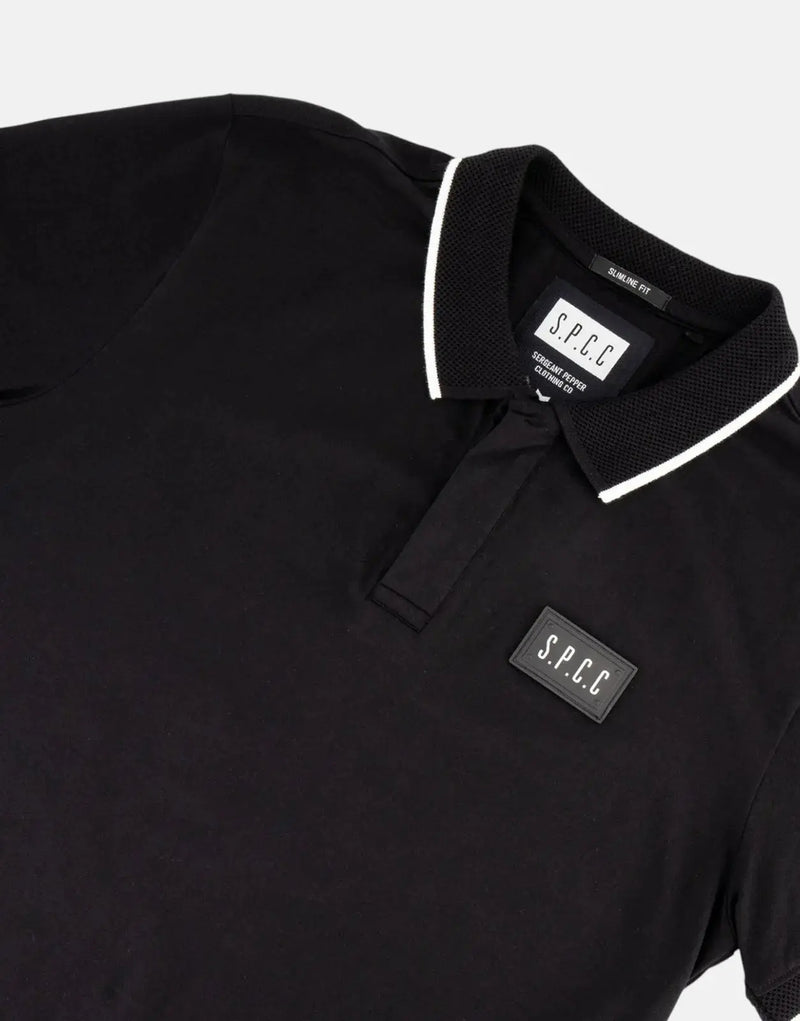 SPCC Men's Barclay Black Golfer Polo Shirt - Slim Fit Pique Cotton
