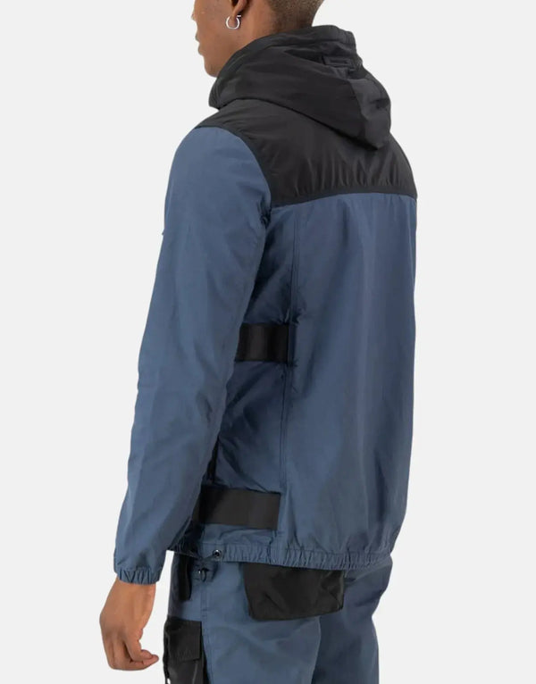 SPCC Blake Men's Cotton Twill Zip-Through Jacket with Hood - Blue Grey