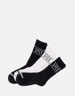SPCC Declen Black & White Sport Socks 3-Pack - Cotton Blend Comfort
