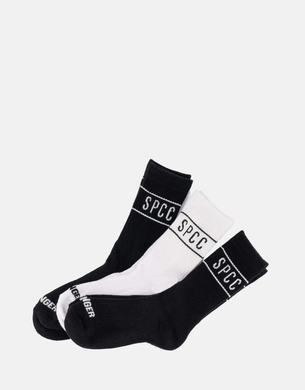 SPCC Declen Black & White Sport Socks 3-Pack - Cotton Blend Comfort