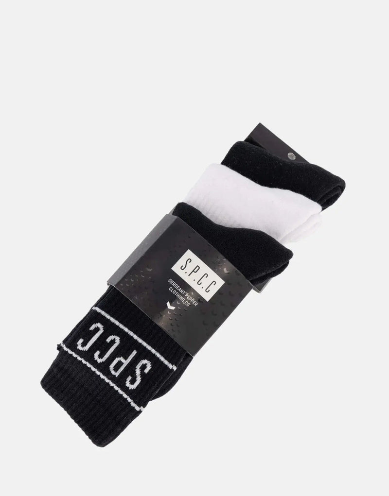 SPCC Declen Black & White Sport Socks 3-Pack - Cotton Blend Comfort