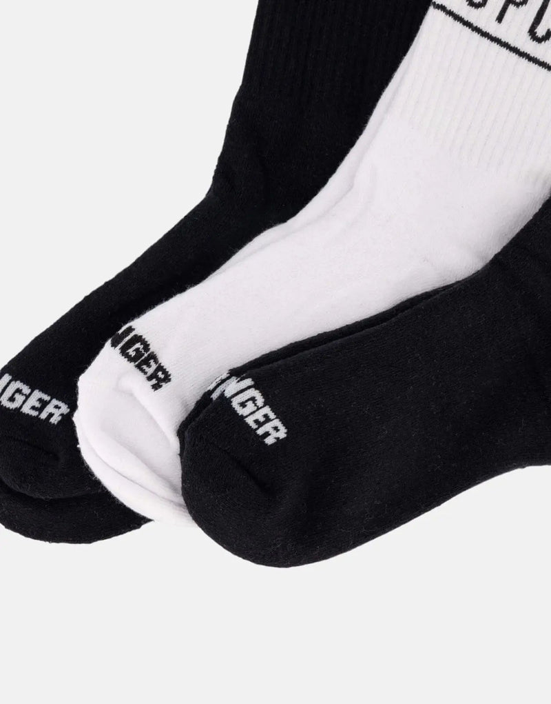 SPCC Declen Black & White Sport Socks 3-Pack - Cotton Blend Comfort