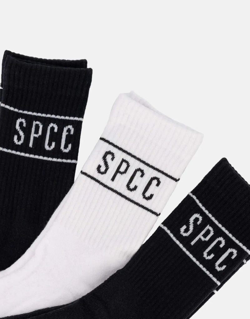 SPCC Declen Black & White Sport Socks 3-Pack - Cotton Blend Comfort