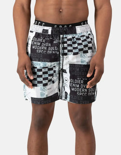 SPCC Lessio Performance Tech Fabric Men's Beach Shorts with Signature Rotary Print