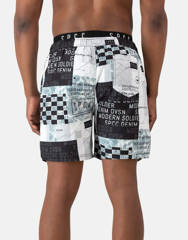 SPCC Lessio Performance Tech Fabric Men's Beach Shorts with Signature Rotary Print