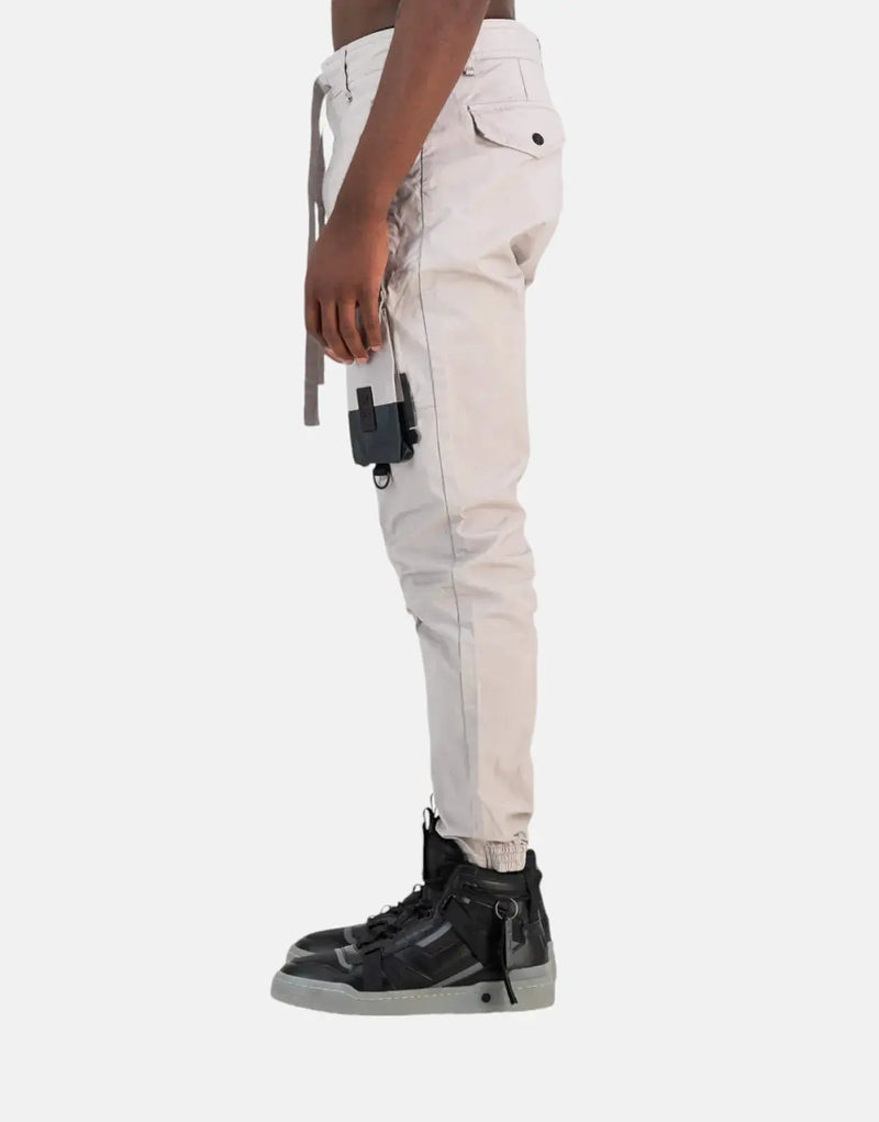 SPCC Mellor Light Grey Cargo Pants: Stylish Cotton Blend Twill Joggers for Men