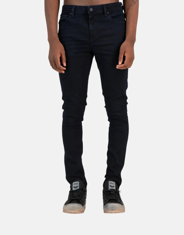 SPCC Monarch Super Skinny Jeans: Blue-Black Comfort Stretch Denim, Men's Style