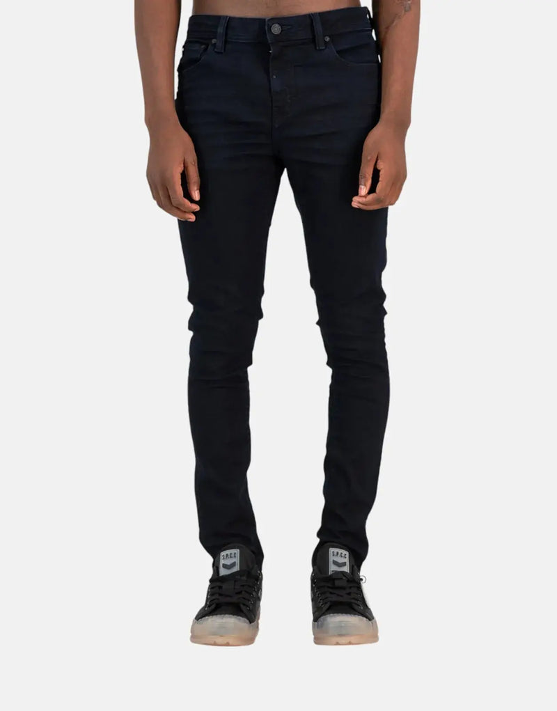 SPCC Monarch Super Skinny Jeans: Blue-Black Comfort Stretch Denim, Men's Style