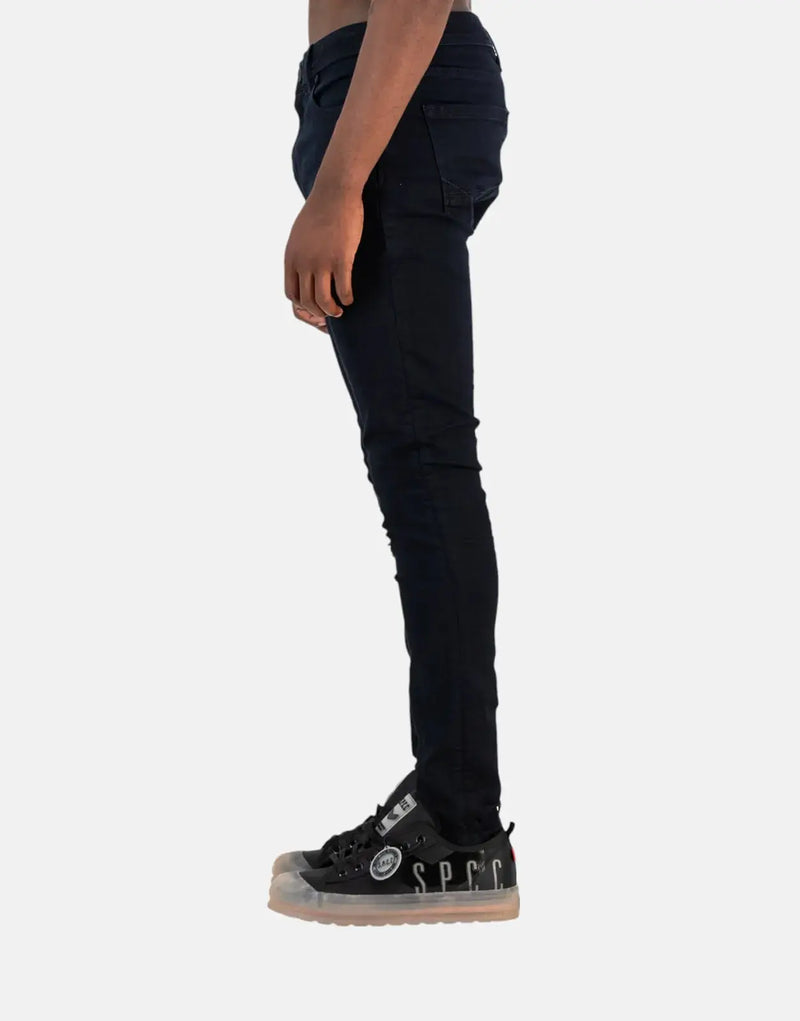SPCC Monarch Super Skinny Jeans: Blue-Black Comfort Stretch Denim, Men's Style