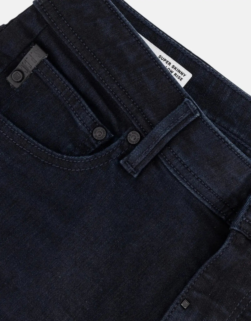 SPCC Monarch Super Skinny Jeans: Blue-Black Comfort Stretch Denim, Men's Style