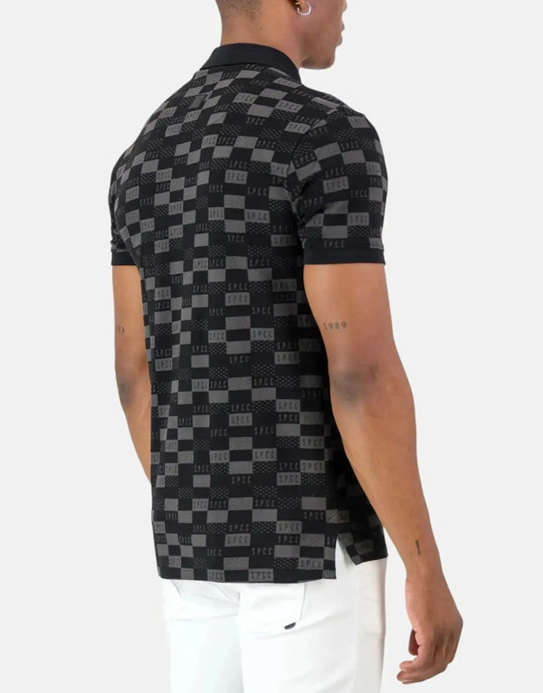 SPCC Morello Black Golfer: Dynamic Stretch Jersey Polo for Modern Men
