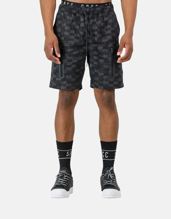 SPCC Morello Men's Black Woven Utility Shorts with Zip Pockets