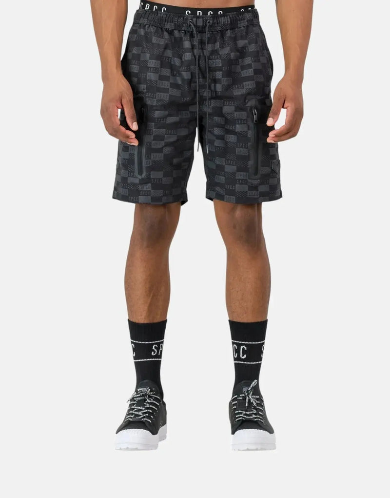 SPCC Morello Men's Black Woven Utility Shorts with Zip Pockets