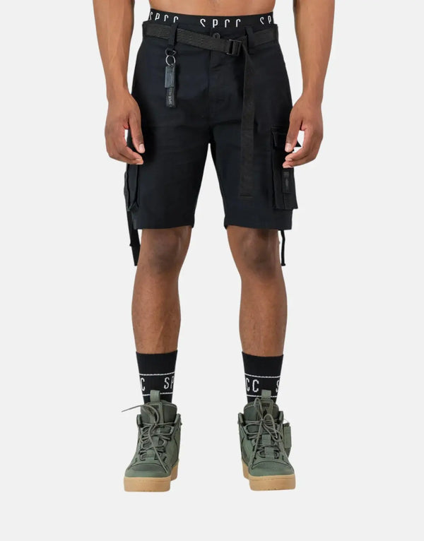 SPCC Recon Blockade Black Utility Shorts: Durable Stretch Twill Cargo Design