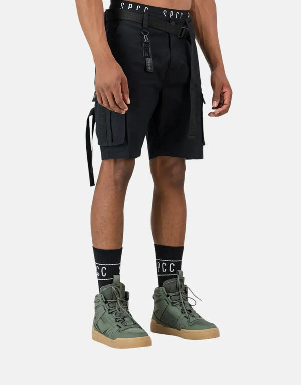SPCC Recon Blockade Black Utility Shorts: Durable Stretch Twill Cargo Design