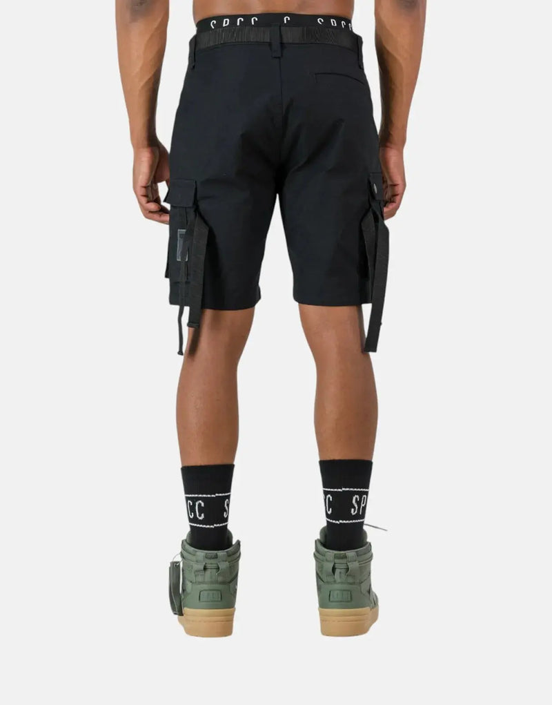 SPCC Recon Blockade Black Utility Shorts: Durable Stretch Twill Cargo Design