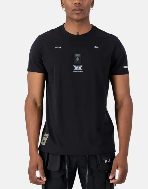 SPCC Men's Recon Garrison Black Cotton Tee – Soft, Stylish, Durable, Graphic Design