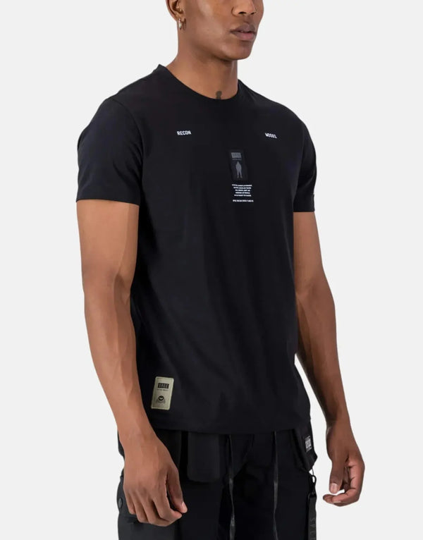 SPCC Men's Recon Garrison Black Cotton Tee – Soft, Stylish, Durable, Graphic Design