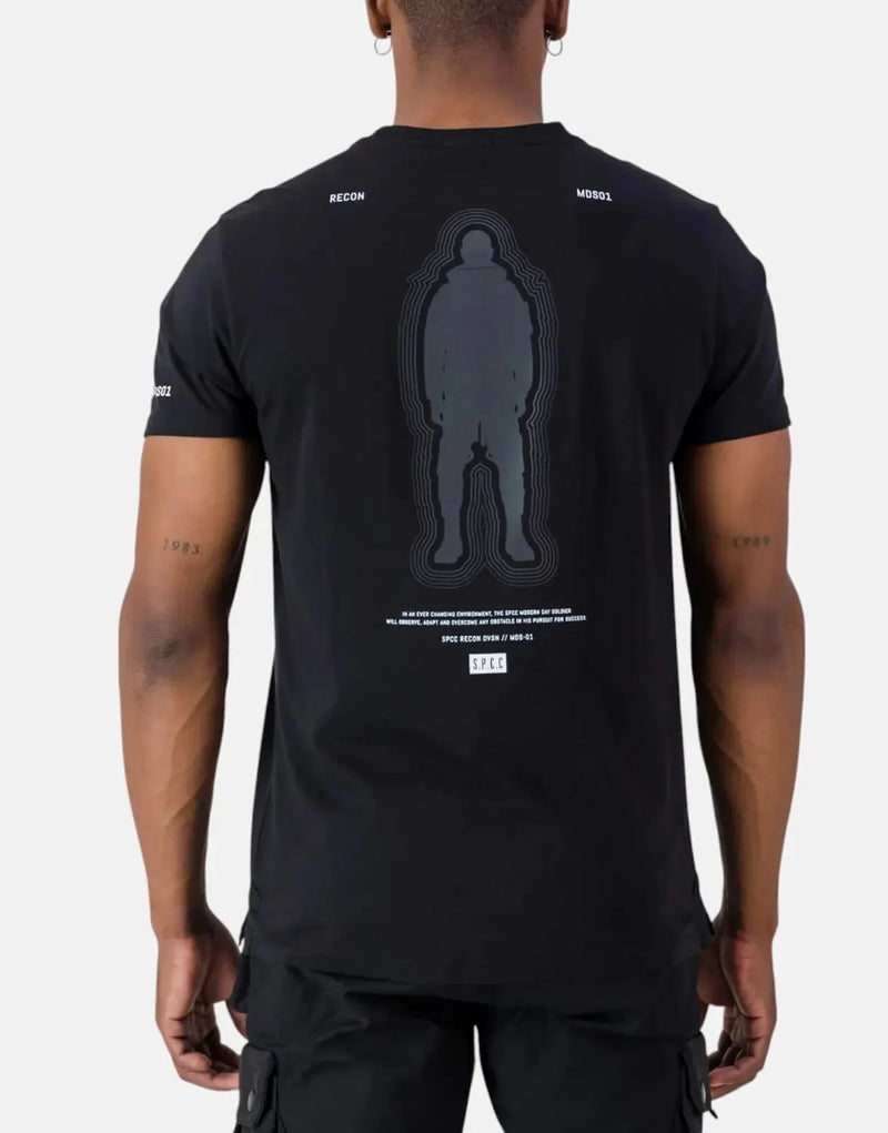 SPCC Men's Recon Garrison Black Cotton Tee – Soft, Stylish, Durable, Graphic Design