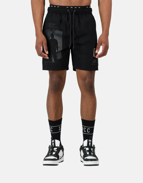 Men's SPCC Recon Nighthawk Black Cotton Pool Shorts - Utility Streetwear Style