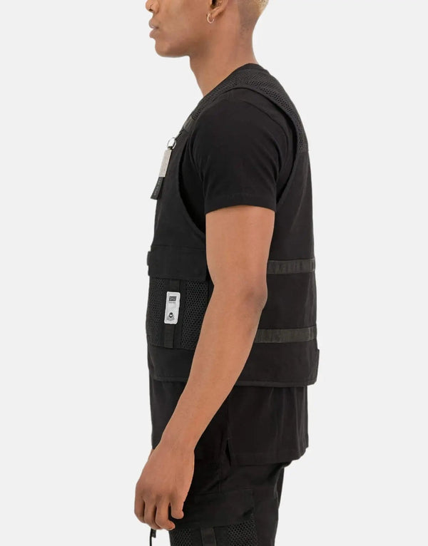 SPCC Recon Nocturne Black Utility Vest: Premium Cotton Sleeveless Jacket