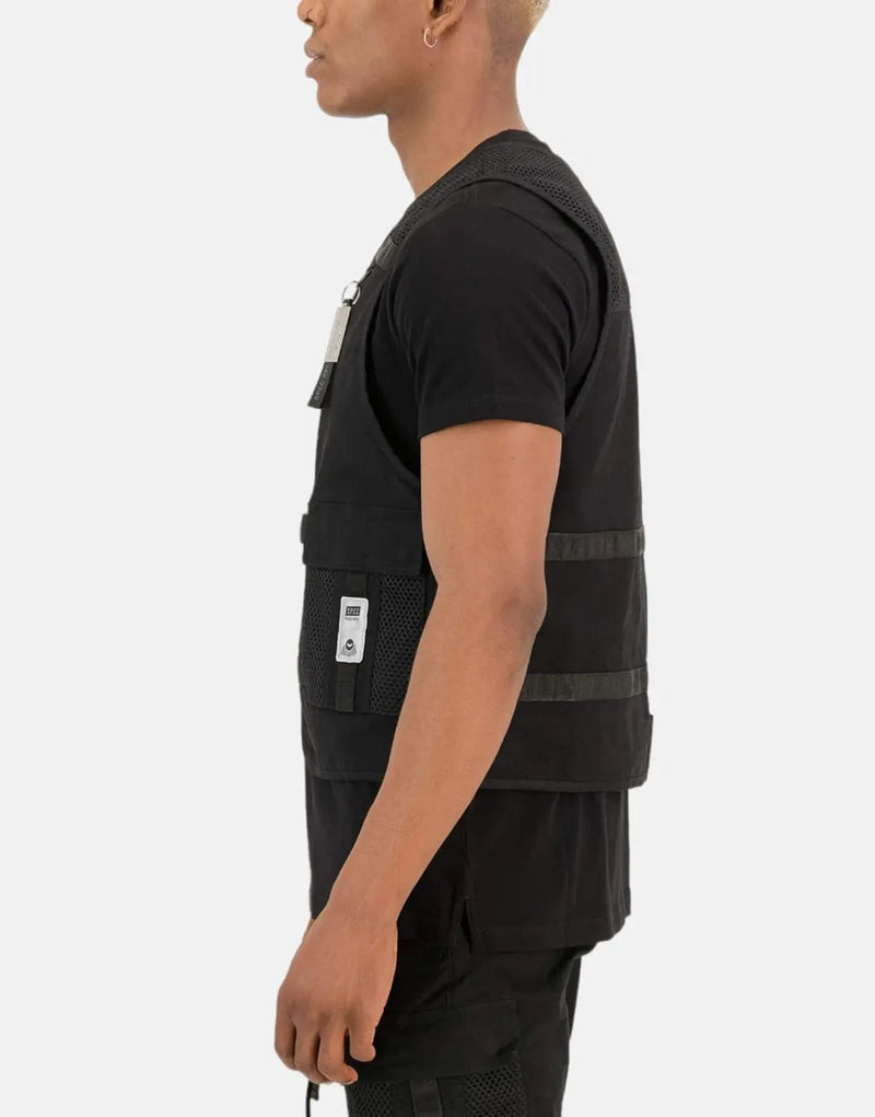 SPCC Recon Nocturne Black Utility Vest: Premium Cotton Sleeveless Jacket