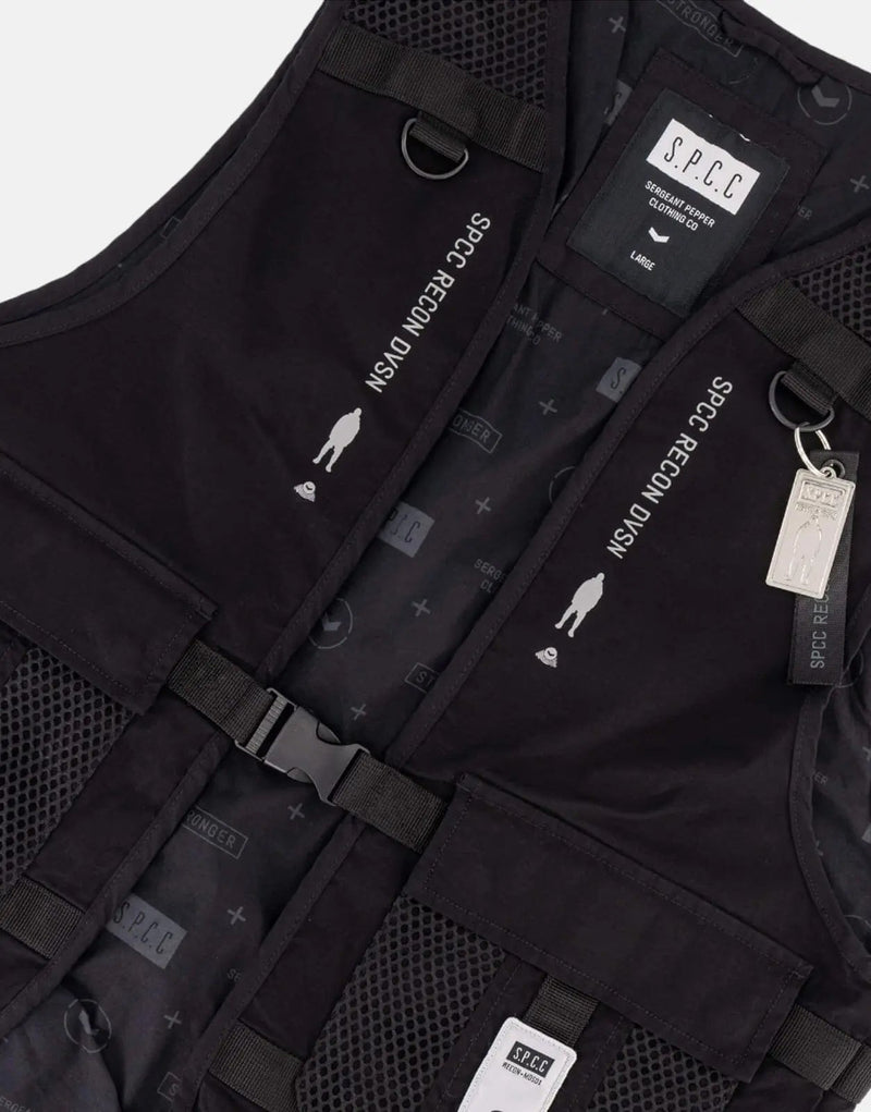 SPCC Recon Nocturne Black Utility Vest: Premium Cotton Sleeveless Jacket