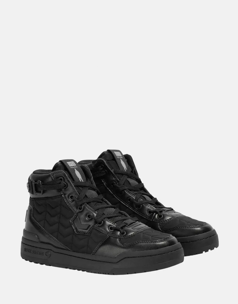 SPCC Recon Vedette Black Hi-Top Sneakers: Quilted Nylon, Durable Style