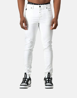 SPCC Rodan White Super Skinny Jeans: Force Flex Sateen Weave Comfort