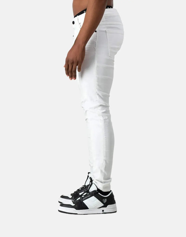 SPCC Rodan White Super Skinny Jeans: Force Flex Sateen Weave Comfort