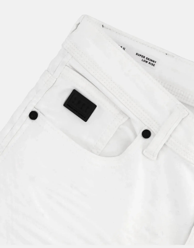 SPCC Rodan White Super Skinny Jeans: Force Flex Sateen Weave Comfort