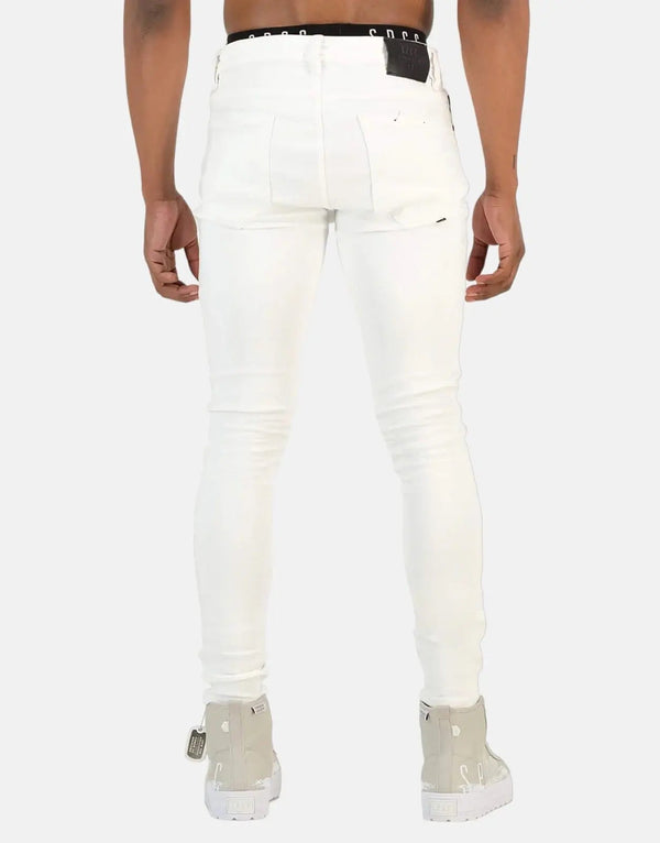 SPCC Shadowfax Men's Super Skinny White Stretch Denim Jeans, Ultimate Comfort