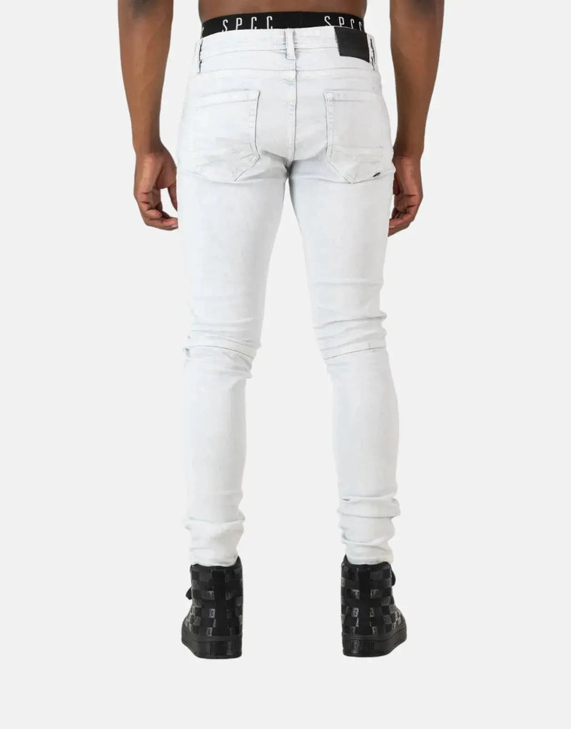 SPCC Solaris Super Skinny Jeans: Acid Wash, Stretch Denim, Unique Details