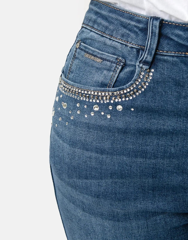 Sissy Boy Axel Bling Pocket Jeans: Vintage Blue Stretch Denim for Women