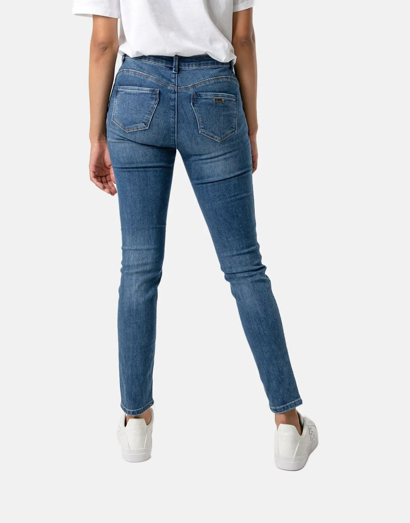 Sissy Boy Axel Bling Pocket Jeans: Vintage Blue Stretch Denim for Women