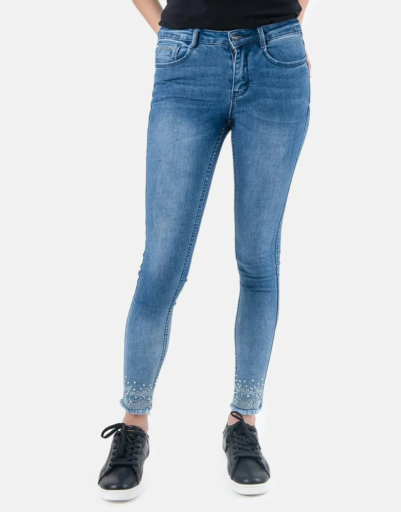 Sissy Boy Women's Dark Wash Axel Hem Distressed Denim Jeans