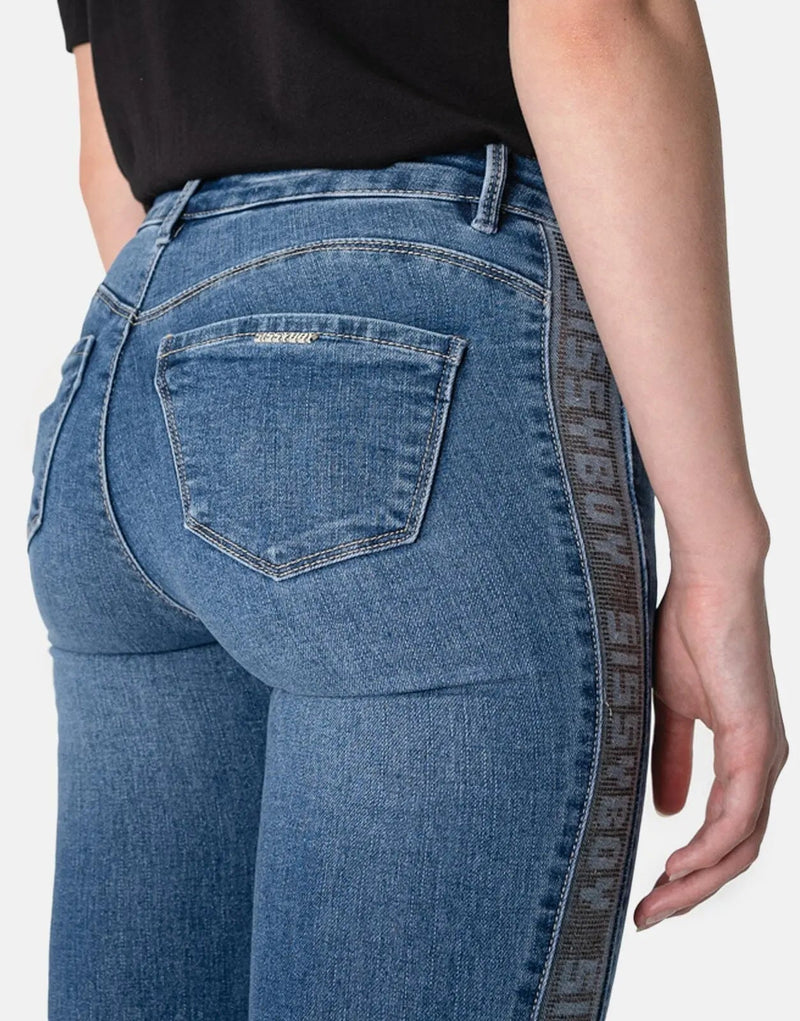 Sissy Boy Axel Women's Embellished Side Bling Skinny Jeans - Flattering Premium Denim