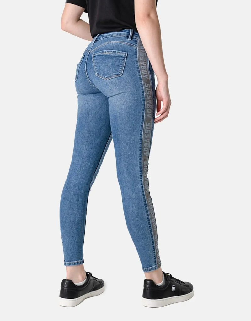 Sissy Boy Axel Women's Bling Side Embellished Denim Jeans - Figure-Flattering Stretch