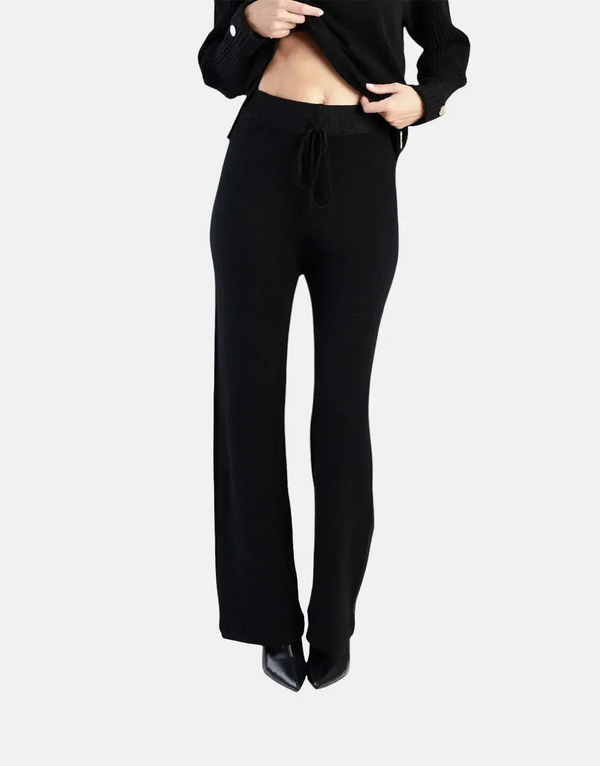 Sissy Boy Black Wide-Leg Knit Pants: Comfortable, Stylish, Relaxed Fit Trousers