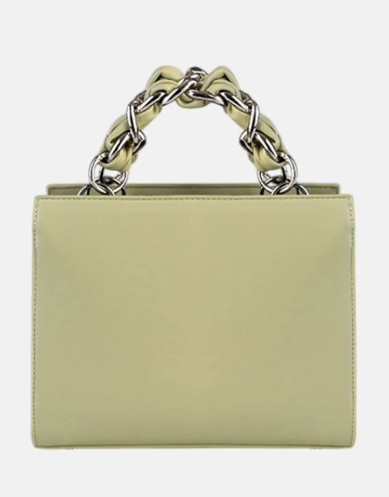 Chic Pale Green Small Tote Bag with Chain Detail - Stylish & Versatile Handbag